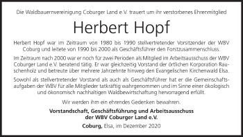 Anzeige von Herbert Hopf von MGO