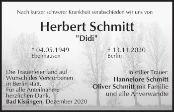 Anzeige von Herbert Schmitt von MGO