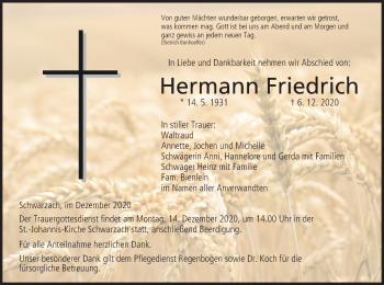 Anzeige von Hermann Friedrich von MGO