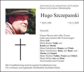 Anzeige von Hugo Szczepanski von MGO