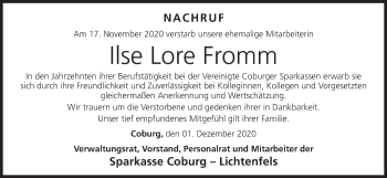 Anzeige von Ilse Lore Fromm von MGO