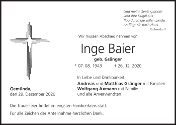 Anzeige von Inge Baier von MGO