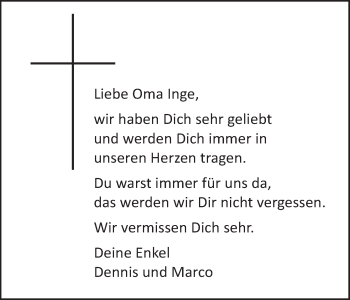 Anzeige von Inge Schmeußer von MGO