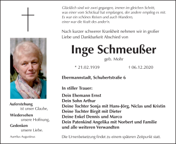 Anzeige von Inge Schmeußer von MGO