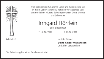 Anzeige von Irmgard Hörrlein von MGO