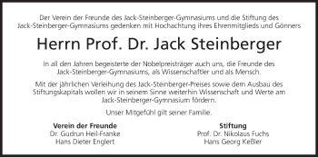 Anzeige von Jack Steinberger von MGO