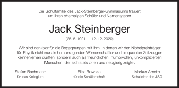 Anzeige von Jack Steinberger von MGO