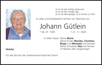 Anzeige von Johann Gütlein von MGO