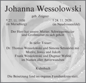 Anzeige von Johanna Wessolowski von MGO