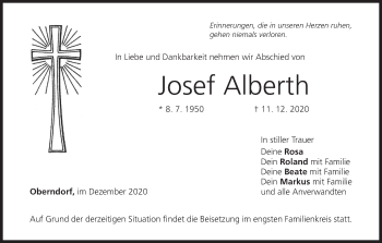 Anzeige von Josef Alberth von MGO