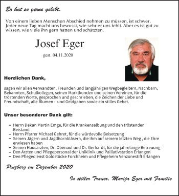 Anzeige von Josef Eger von MGO