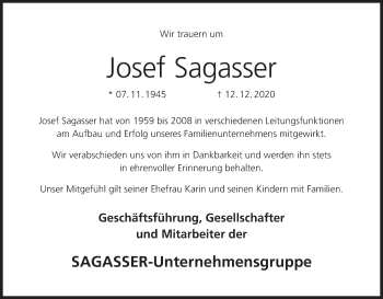 Anzeige von Josef Sagasser von MGO