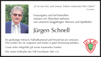 Anzeige von Jürgen Schnell von MGO