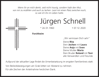 Anzeige von Jürgen Schnell von MGO