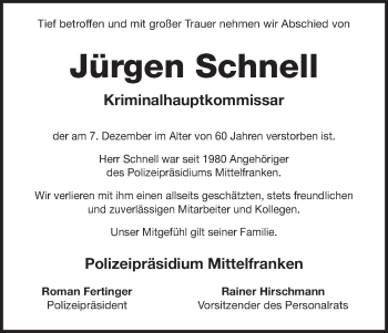 Anzeige von Jürgen Schnell von MGO