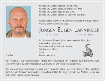 Anzeige von Jürgen Eugen Lanninger von MGO