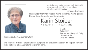 Anzeige von Karin Stoiber von MGO