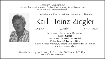Anzeige von Karl-Heinz Ziegler von MGO