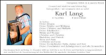 Anzeige von Karl Lang von MGO
