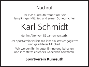 Anzeige von Karl Schmidt von MGO
