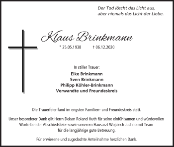 Anzeige von Klaus Brinkmann von MGO