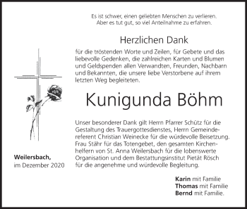 Anzeige von Kunigunda Böhm von MGO