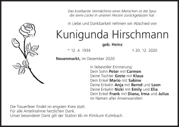 Anzeige von Kunigunda Hirschmann von MGO