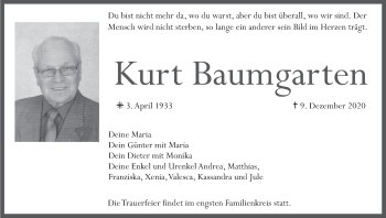 Anzeige von Kurt Baumgarten von MGO