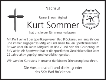 Anzeige von Kurt Sommer von MGO