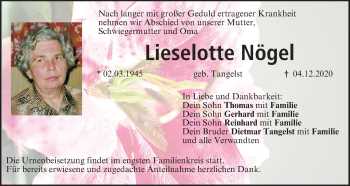 Anzeige von Lieselotte Nögel von MGO