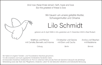 Anzeige von Lilo Schmidt von MGO