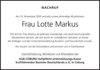 Anzeige von Lotte Markus von MGO