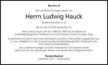 Anzeige von Ludwig Hauck von MGO