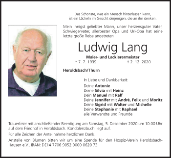 Anzeige von Ludwig Lang von MGO
