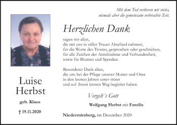 Anzeige von Luise Herbst von MGO