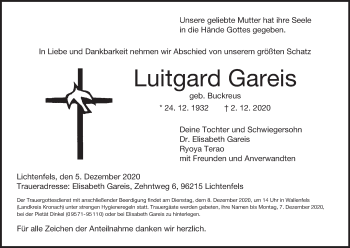 Anzeige von Luitgard Gareis von MGO