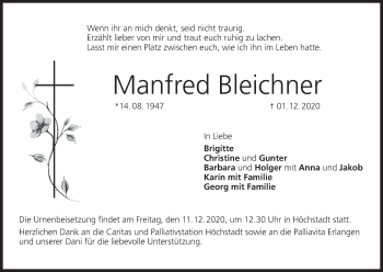 Anzeige von Manfred Bleichner von MGO