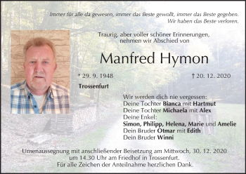 Anzeige von Manfred Hymon von MGO