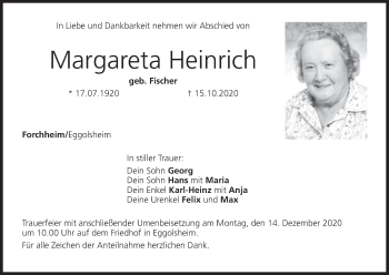 Anzeige von Margareta Heinrich von MGO