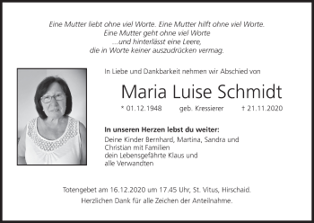Anzeige von Maria Luise Schmidt von MGO