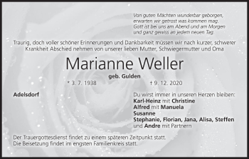 Anzeige von Marianne Weller von MGO