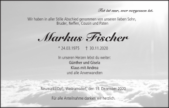 Anzeige von Markus Fischer von MGO