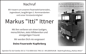 Anzeige von Markus Ittner von MGO