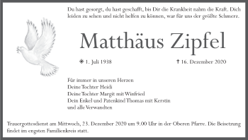 Anzeige von Matthäus Zipfel von MGO