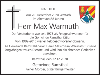 Anzeige von Max Warmuth von MGO