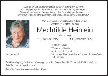 Anzeige von Mechtilde Heinlein von MGO