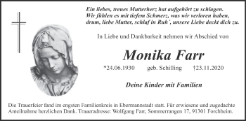 Anzeige von Monika Farr von MGO