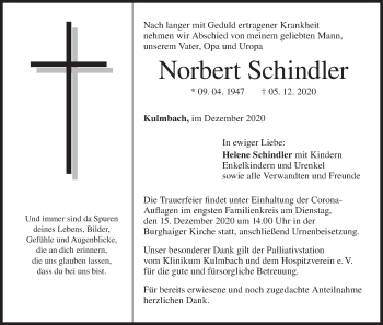 Anzeige von Norbert Schindler von MGO