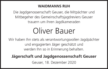 Anzeige von Oliver Bauer von MGO