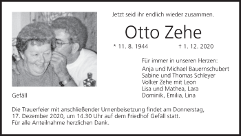 Anzeige von Otto Zehe von MGO